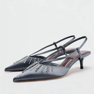 Zara RHINESTONE SLING BACK HEELS
